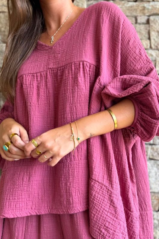 Suri Cushion Cotton Artist Smock Deep Rose